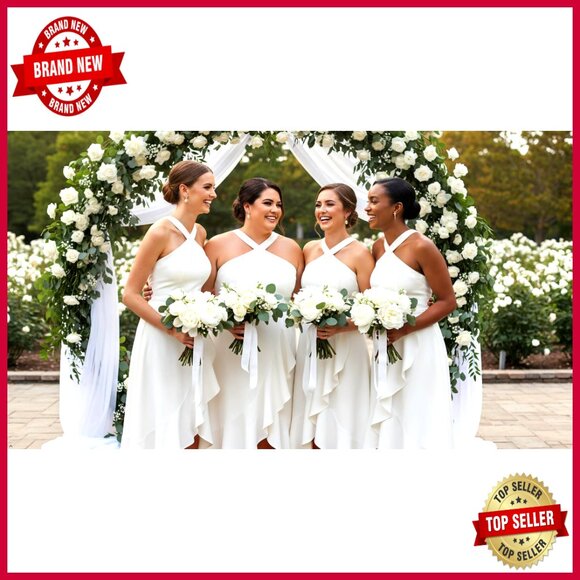 Halter Cocktail Dress Ruffled Maxi Elegant Formal Evening Party Wear - Picture 7 of 7